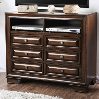 Furniture of America Brandt Transitional Solid with Wood Veneer Brown Cherry Media Chest Model CM7302CH-TV