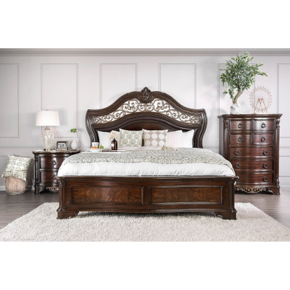Menodora Brown Cherry Queen Bed Model CM7311Q-BED by Furniture of America
