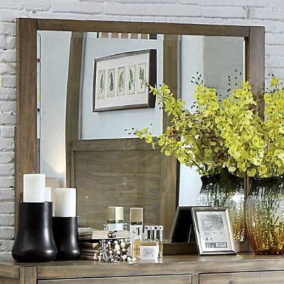 Furniture of America Garland Contemporary Solid with Wood Veneer Light Oak Mirror Model CM7355M