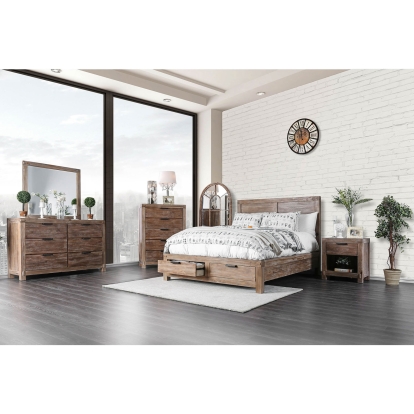 Wynton Weathered Light Oak 4 Piece Queen Bedroom Set Model CM7360Q-4PC by Furniture of America