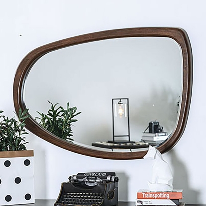 Fulton Dark Oak/Dark Walnut Curved Mirror Model CM7363IM by Furniture of America