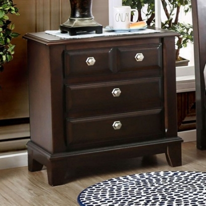 Furniture of America Litchville Transitional Solid with Wood Veneer Brown Cherry Night Stand Model CM7383N