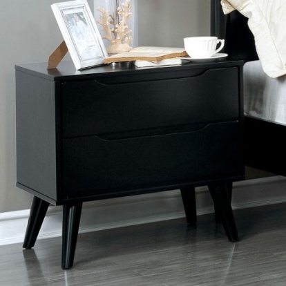Furniture Of America Lennart Mid-Century Modern Solid Wood, Wood Veneer, Others Black Night Stand | CM7386BK-N