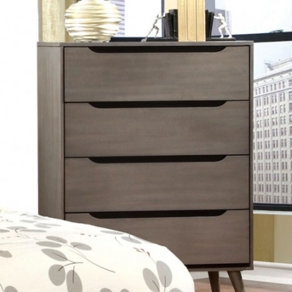 Furniture of America Lennart Mid-Century Modern Solid with Wood Veneer Gray Chest Model CM7386GY-C