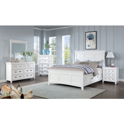 Castile White 4 Piece Queen Bedroom Set Model CM7413WH-Q-4PC by Furniture of America