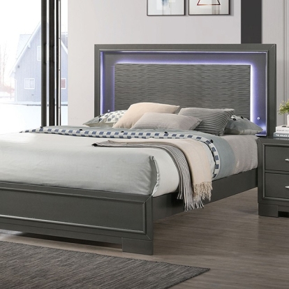 Furniture of America Alison Contemporary Solid with Wood Metallic Gray Bed Model CM7416GY-Full Bed
