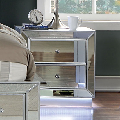 Belladonna Silver Night Stand with LED & USB Model CM7417SV-N by Furniture of America