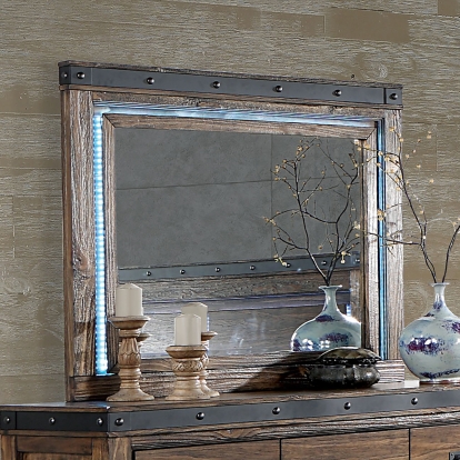 Albali Walnut Mirror with LED Model CM7419WN-M by Furniture of America