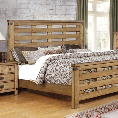 Furniture of America Avantgarde Cottage Solid with Wood Veneer Weathered Elm Bed Model CM7448-Queen Bed