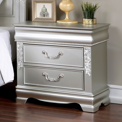 Alecia Silver Night Stand with USB Model CM7458SV-N by Furniture of America
