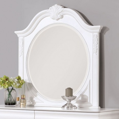 Furniture of America Alecia Transitional Solid with Wood White Mirror Model CM7458WH-M