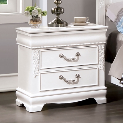 Alecia White Night Stand with USB Model CM7458WH-N by Furniture of America