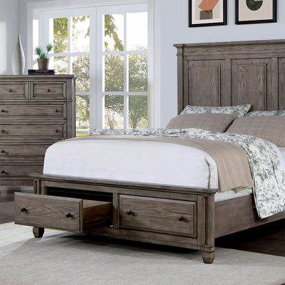 Furniture of America Durango Transitional Solid with Wood Veneer Warm Gray Bed Model CM7461GY-Queen Bed