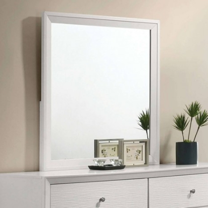Furniture of America Dortmund Contemporary Solid with Wood White Mirror Model CM7465WH-M