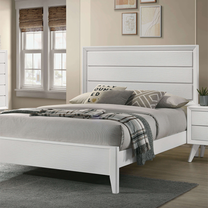 Furniture of America Dortmund Contemporary Solid with Wood White Bed Model CM7465WH-EK-BED