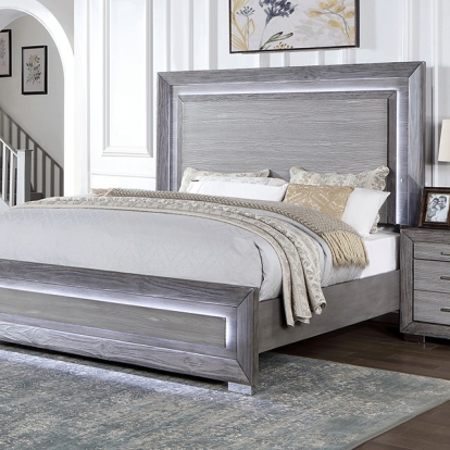 Furniture of America Raiden Transitional Metal Solid with Wood Gray Bed Model CM7468GY-Queen Bed