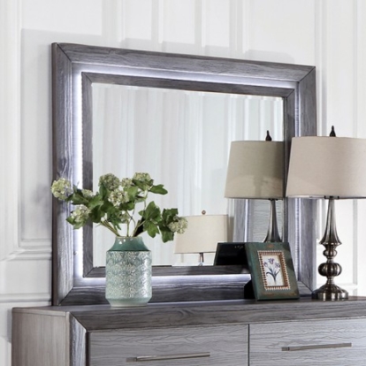 Furniture of America Raiden Transitional Metal Solid with Wood Gray Mirror Model CM7468GY-M