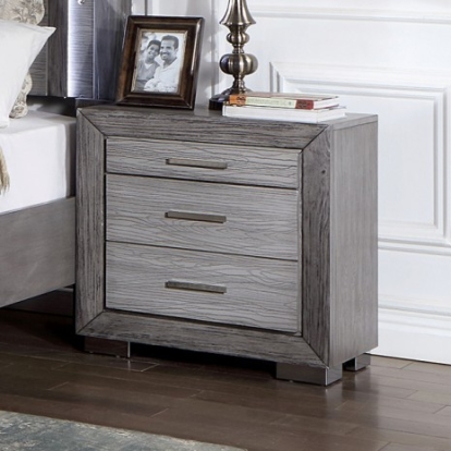 Furniture of America Raiden Transitional Metal Solid with Wood Gray Night Stand Model CM7468GY-N