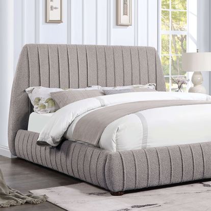 Furniture of America Sherise Contemporary Fabric Metal Gray Bed Model CM7476GY-Queen Bed