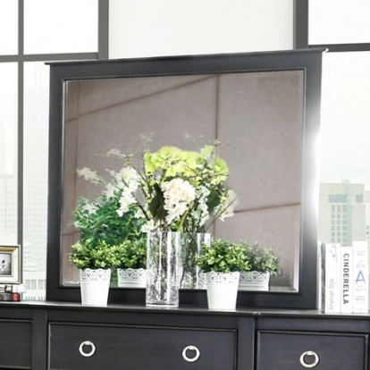 Furniture of America Arabelle Transitional Solid with Wood Veneer Wire-Brushed Black Mirror Model CM7481M