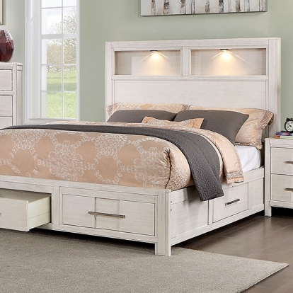 Furniture of America Karla Transitional Solid with Wood Veneer White Bed Model CM7500WH-Queen Bed
