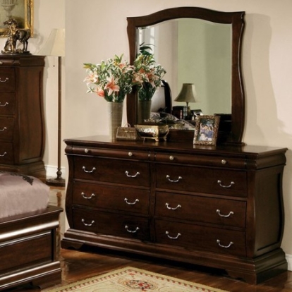 Furniture of America Brunswick Transitional Solid with Wood Veneer Brown Cherry Dresser Model CM7503D