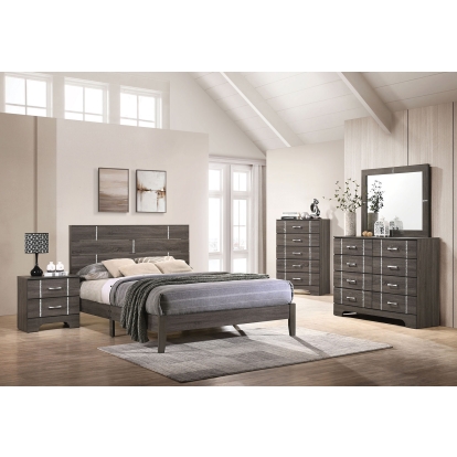 Richterswil Gray Queen Bed with 1NS with Dresser with Mirror Model CM7515Q-4PC by Furniture of America