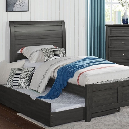 Furniture of America Brogan Transitional Solid with Wood Veneer Gray Bed Model CM7517GY-Twin Bed