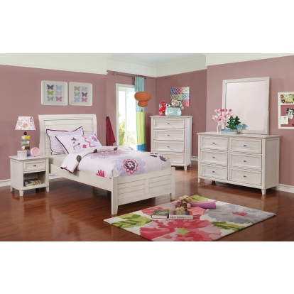 Brogan Antique White 4 Piece Full Bedroom Set Model CM7517WH-F-4PC by Furniture of America