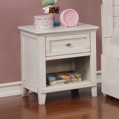 Furniture of America Brogan Transitional Solid with Wood Veneer Antique White Night Stand Model CM7517WH-N