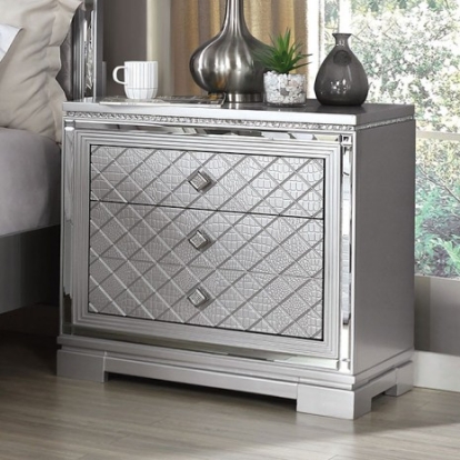 Furniture Of America Belleterre Glam Mirror, Solid Wood, Wood Veneer, Others Silver Night Stand | CM7518N