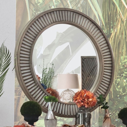 Kamalah Antique Gray Round Mirror Model CM7521M by Furniture of America