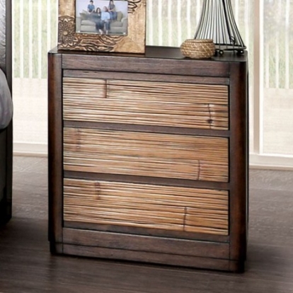 Furniture Of America Covilha Transitional Solid Wood, Bamboo Veneer, Others Antique Brown Night Stand | CM7522N