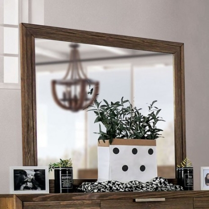Furniture of America Tolna Rustic Solid with Wood Veneer Walnut Mirror Model CM7532M