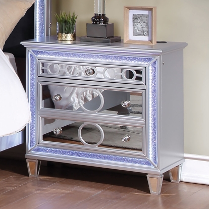 Mairead Silver Night Stand with LED Model CM7541N by Furniture of America