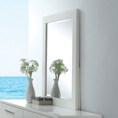 Furniture of America Christie Contemporary Solid with Wood Veneer White Mirror Model CM7550M