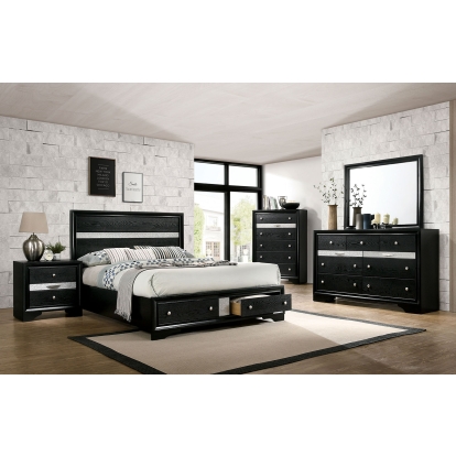 Chrissy Black 4 Piece Queen Bedroom Set Model CM7552BK-Q-4PC by Furniture of America