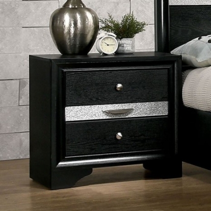 Furniture of America Chrissy Contemporary Solid with Wood Veneer Black Night Stand Model CM7552BK-N