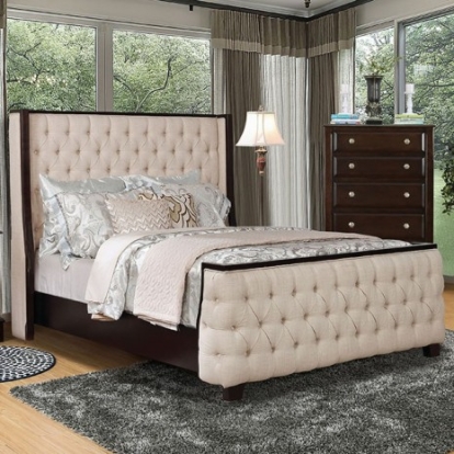 Furniture of America Camille Contemporary with Wood Solid with Wood Beige Bed Model CM7566-Full Bed