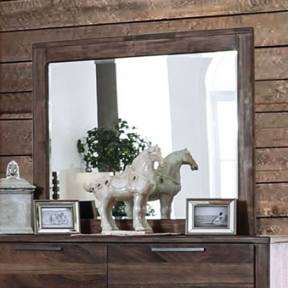 Furniture of America Hankinson Rustic Solid with Wood Veneer Rustic Natural Tone Mirror Model CM7576M