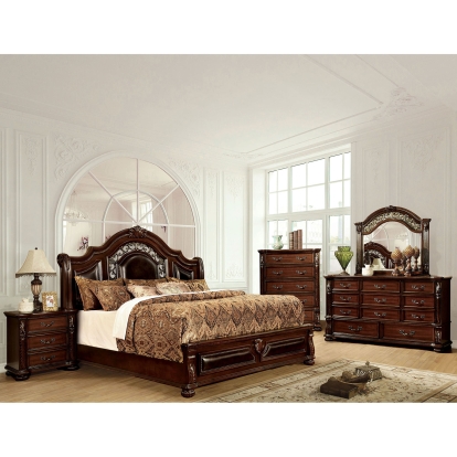 Flandreau Brown Cherry/Espresso 4 Piece Queen Bedroom Set Model CM7588Q-4PC by Furniture of America