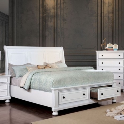 Furniture of America Castor Transitional Solid with Wood Veneer White Bed Model CM7590WH-Queen Bed