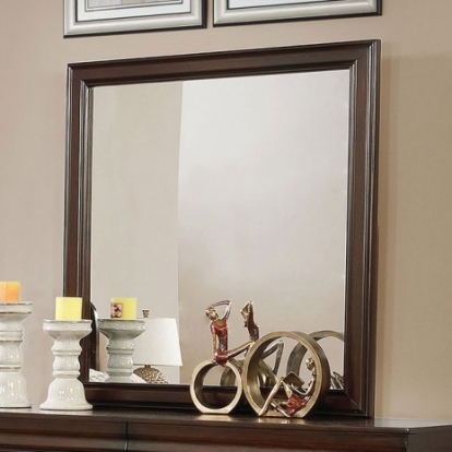 Furniture of America Eugenia Transitional Mirror Solid with Wood Brown Cherry Mirror Model CM7598CH-M