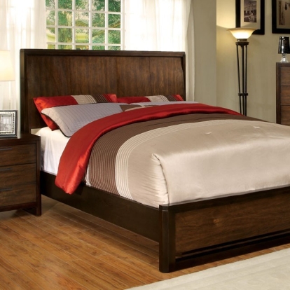 Furniture of America Corsica Contemporary Solid with Wood Veneer Tobacco Bed Model CM7608-Queen Bed