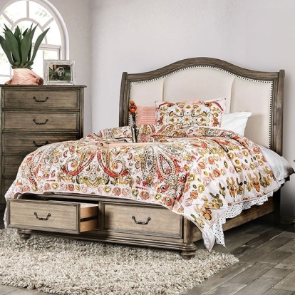 Belgrade I Rustic Natural Tone/Ivory Queen Bed Model CM7614Q-BED by Furniture of America