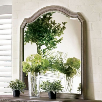 Furniture of America Persephone Traditional Solid with Wood Veneer Rustic Natural Mirror Model CM7661M
