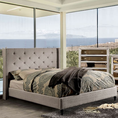 Anabelle Warm Gray King Bed Model CM7677GY-EK-BED-VN by Furniture of America