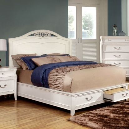 Furniture of America Elvas Transitional Solid with Wood White Bed Model CM7684-Queen Bed
