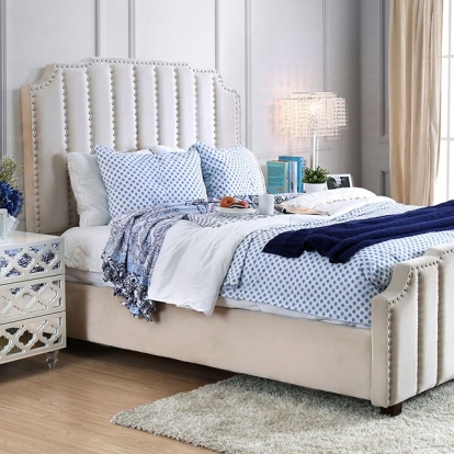 Furniture of America Atria Contemporary Espresso Beige Bed Model CM7687BG-Full Bed