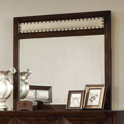 Furniture of America Orlaith Transitional Mirror Solid with Wood Walnut Mirror Model CM7697M